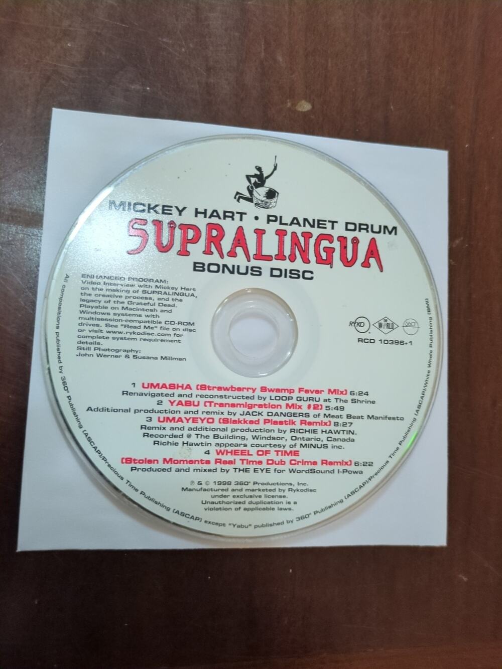 Supralingua by Mickey Hart (CD Aug-1998 Rykodisc) ***bonus disc only***